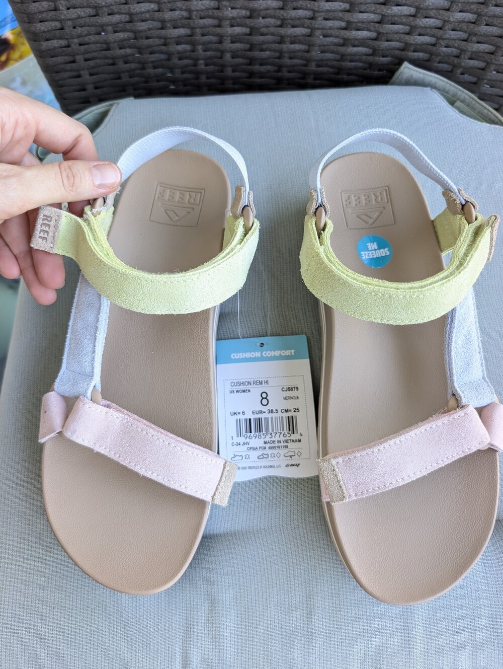 NWT Reef Cushion Rem Hi Sandals Women's 8 Meringue Pastel Platform Comfort - Picture 5 of 10